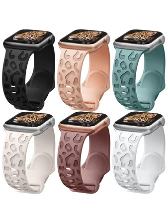 6 Pack Leopard Engraved Band Compatible with Apple Watch Band 38mm 44mm 45mm 49mm, Waterproof Che... | SHEIN