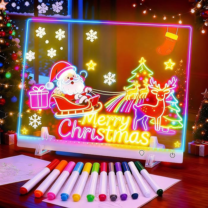 LED Drawing Board for Kids -17" Light Up Rechargeable Acrylic Message Board with 7 Colors, Doodle... | Amazon (US)