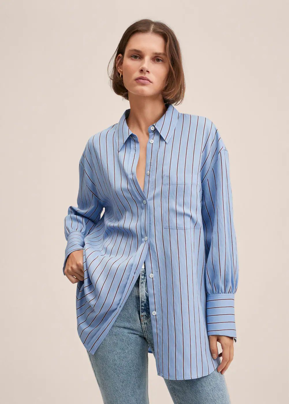 Pocket striped shirt -  Women | Mango United Kingdom | MANGO (UK)