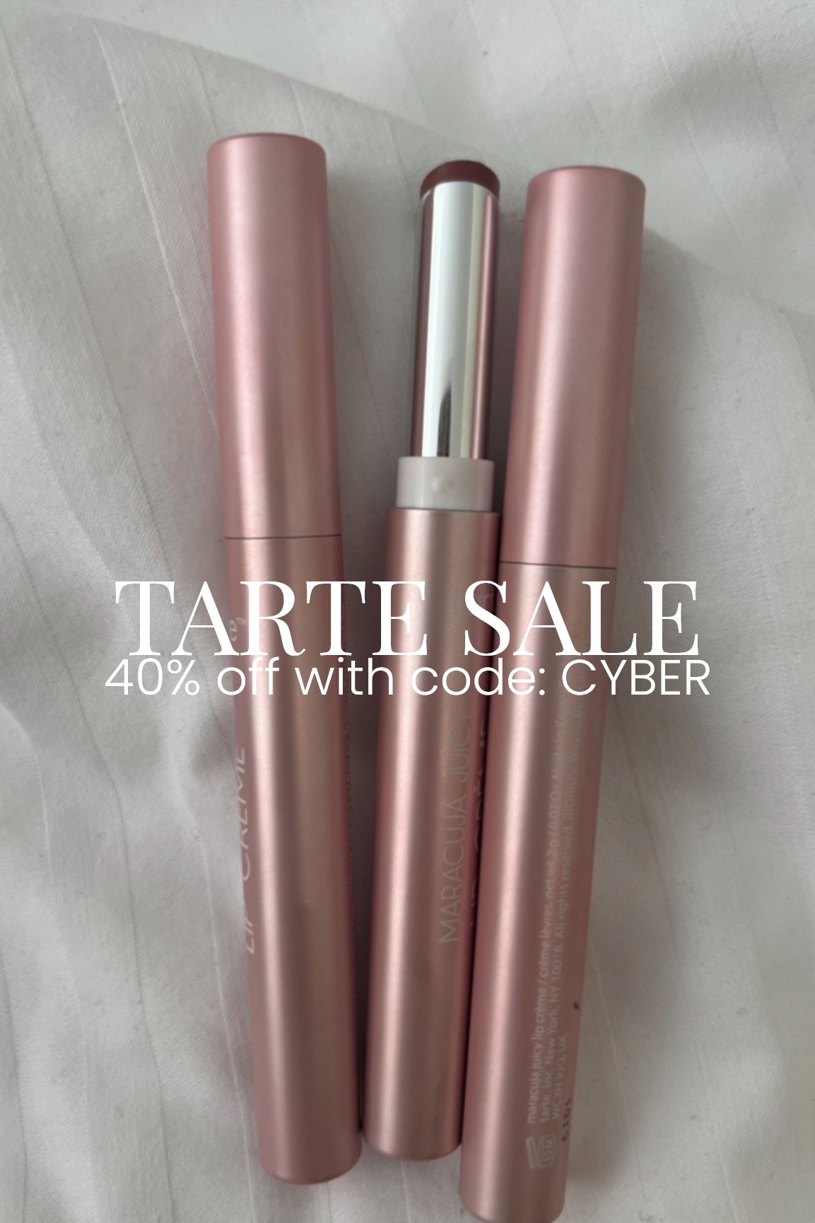 Mauve is what I’ve been using! Super hydrating and so similar in color to my pillow talk!! 

40% off with code: CYBER

tarte, Tarte cosmetics, sale, Tarte sale, gift idea, makeup sale, sale alert, sale finds, Marcuja lip, makeup, Dede Raad, dress up buttercup

#LTKBeauty #LTKSaleAlert #LTKFindsUnder50