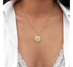 MIDEEO 14K Gold Leaf Pendant Necklaces for Women Dainty Sun Coin Choker Medallion Moon Star Neckl... | Amazon (US)