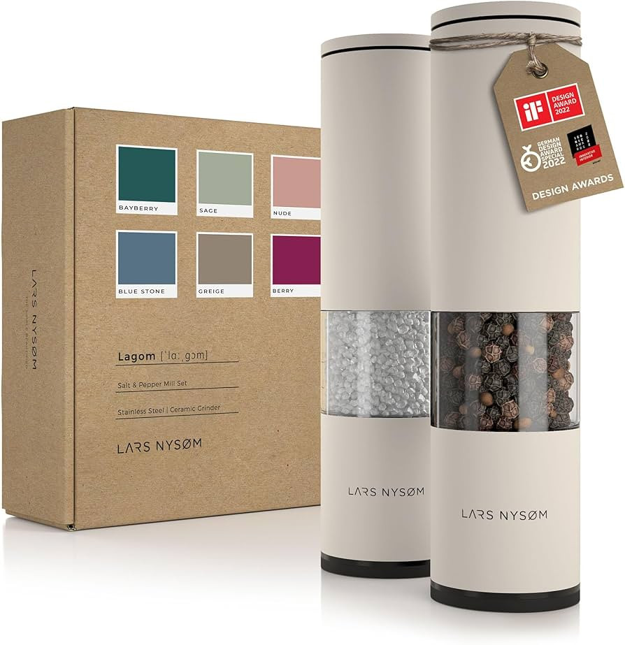 LARS NYSØM Salt and Pepper Mills Set Stainless Steel with Adjustable Ceramic Grinder 2 pieces I ... | Amazon (US)