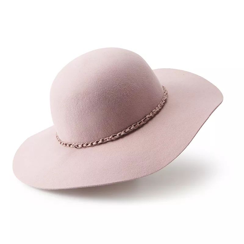 Women's Apt. 9 Felt Floppy Crotchet Trim Hat, Light Pink | Kohl's