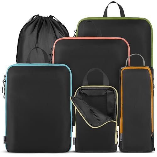 Compression Packing Cubes Travel, 6 Set Packing Cubes for Carry on Suitcase, Suitcase Organizer Bags Set, Compression Bags Travel, Best Travel Packing Cubes Compression - with Inside Pockets | Amazon (US)