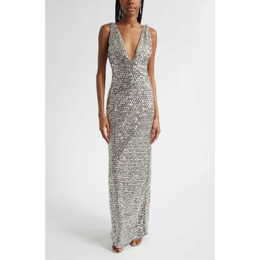 Ramy Brook Ellie Sequin Gown in Platinum Sequin at Nordstrom, Size 8 | Nordstrom