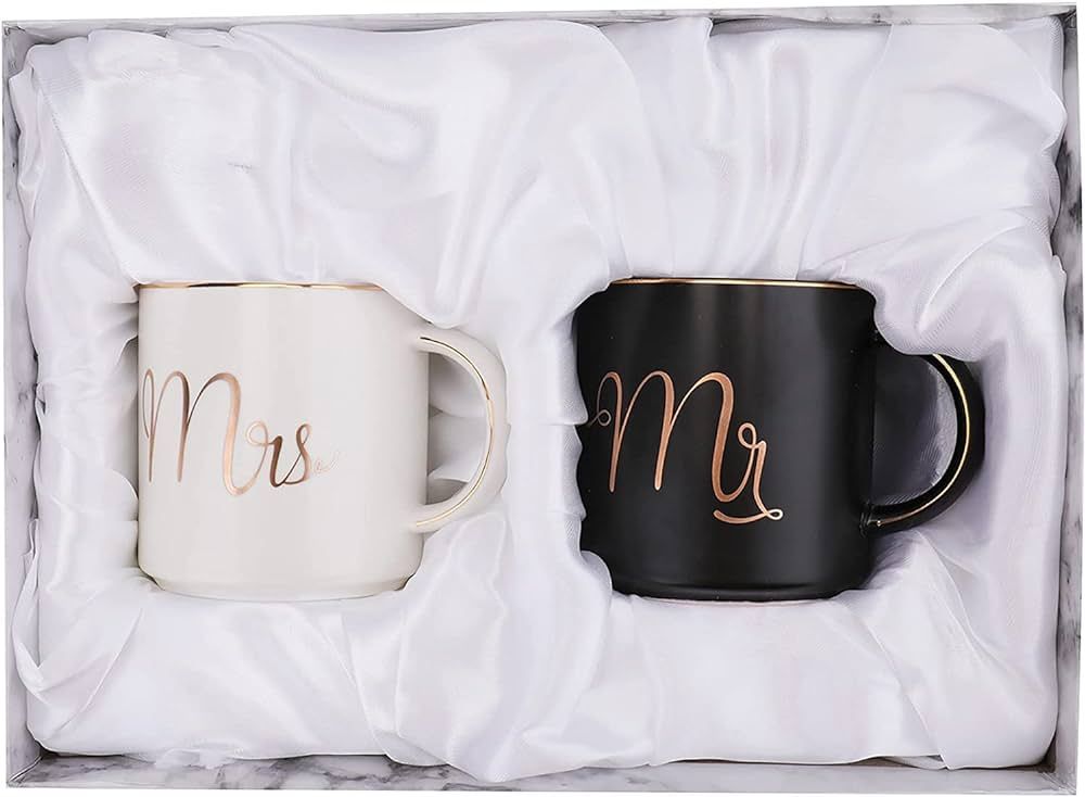 Yesland 12 oz Mr and Mrs Mug, Ceramic Coffee Mug for the Couple, Ideal Gift for Engagement, Anniv... | Amazon (US)