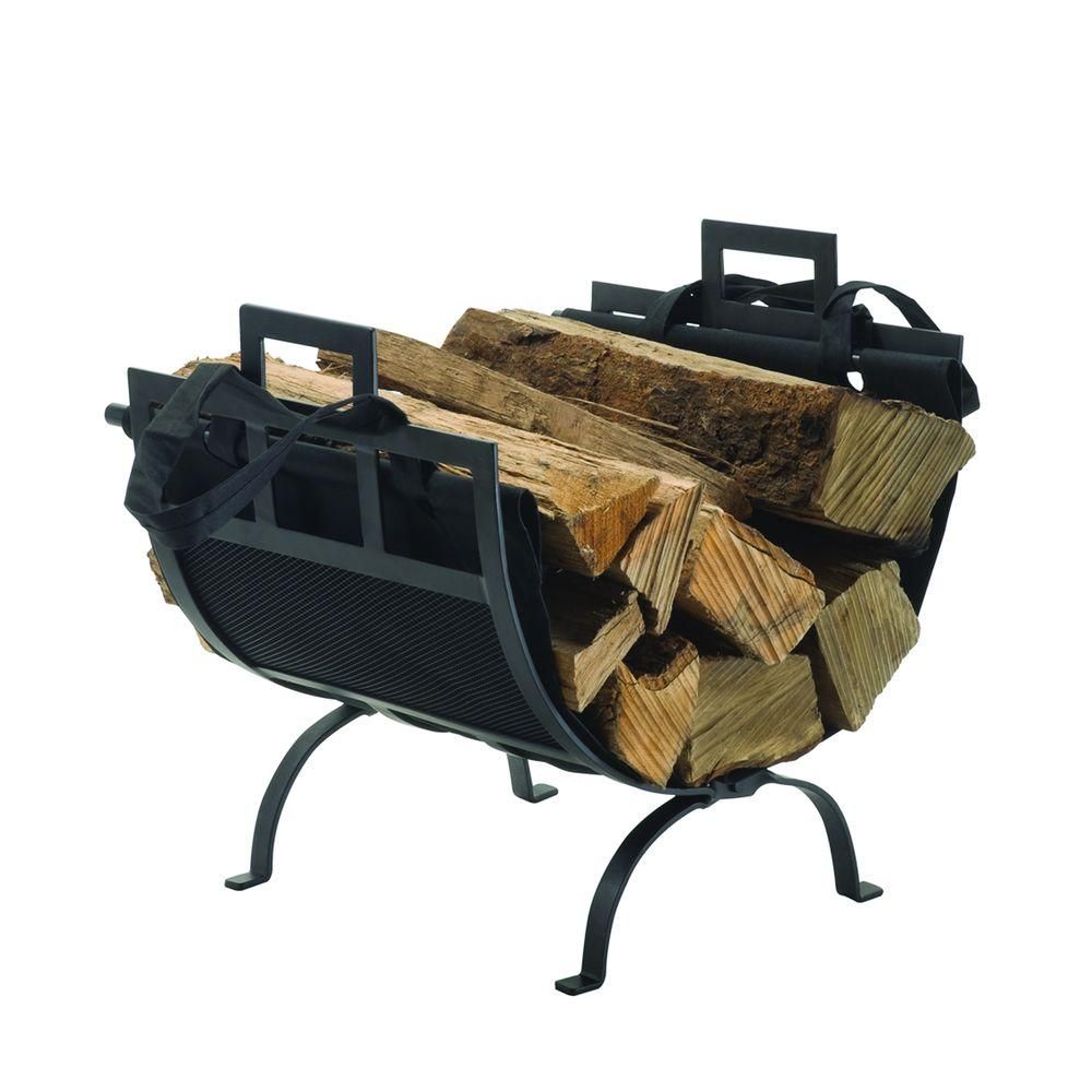 1.4 ft. Decorative Firewood Rack with Removable Canvas Tote | The Home Depot