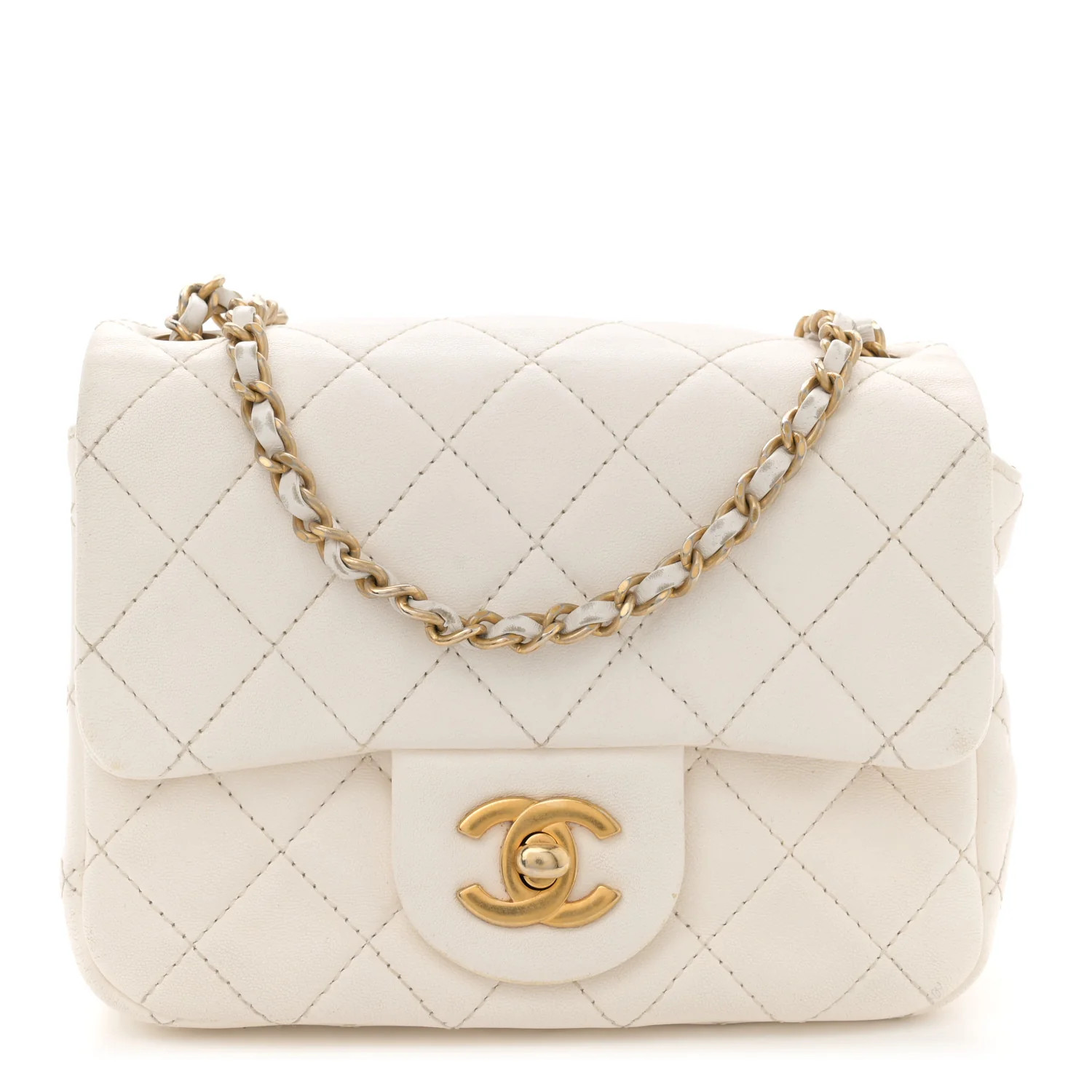 Lambskin Quilted Mini Pearl Crush Flap White | FASHIONPHILE (US)