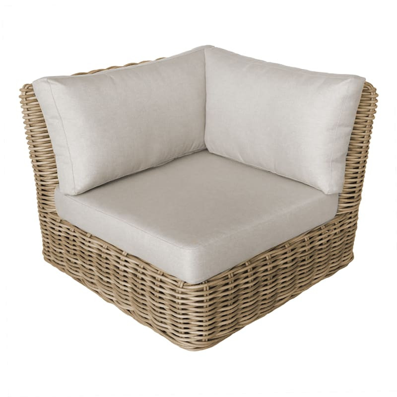 Hamptons All-Weather Wicker Outdoor Corner Chair with Cushion | At Home