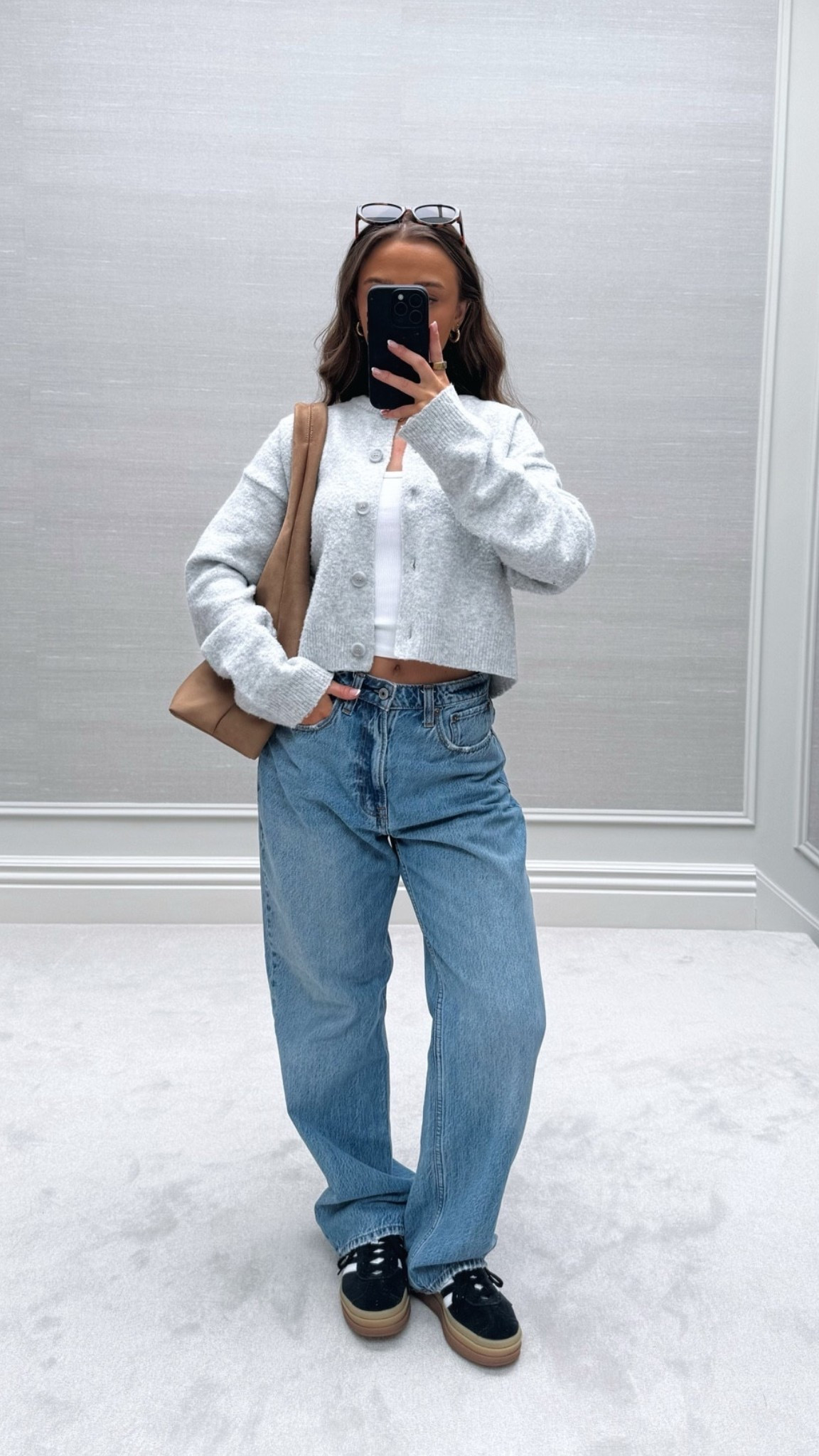 spring outfit inspo🦋✨

Pinterest style outfit inspo ideas spring TikTok casual easy basic neutral ootd wishlist faves casual petite oversized viral wide leg loose baggy jeans Abercrombie curve love fashion light grey cardi cardigan 

#LTKspring #LTKuk #LTKpetite