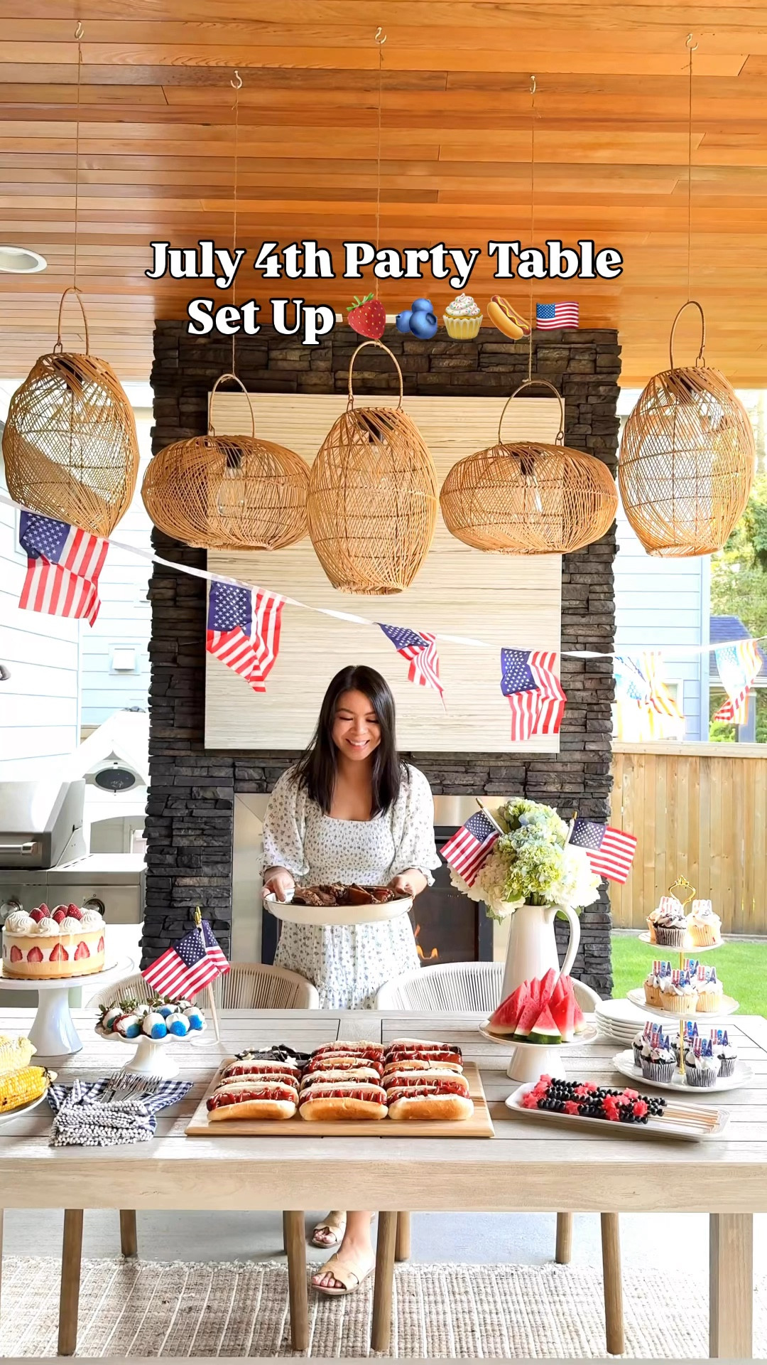 JULY 4TH PARTY SPREAD! 🤩🇺🇸
Here are some fun and easy ideas to make your spread festive and delicious:
⭐️ Red, white & blue fruit skewers with blueberries and star-shaped watermelon
🌸 Hydrangea centerpieces with mini flags
🍓 Strawberries dipped in white chocolate + blue sprinkles
🌭 Hot dog flag platter
🔥Classic BBQ faves like corn and ribs
Which one are you trying next weekend?

Bowls, twinkles sprinkles, colored sugar, July Patriotic Red White and Blue Edible Sprinkles, candy melts, Ceramic cake stand, star cookie cutter, dress, serving bowl, Heinz tomato ketchup, blue corn tortilla chips, cutting board, American flags on stick and banner, outdoor dining table and chairs, outdoor rug, lantern 

#LTKParties #LTKHome #LTKSeasonal