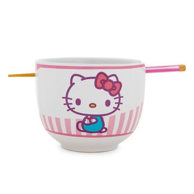 Silver Buffalo Sanrio Hello Kitty Tokyo Pink Stripes Ramen Bowl with Chopsticks | Target
