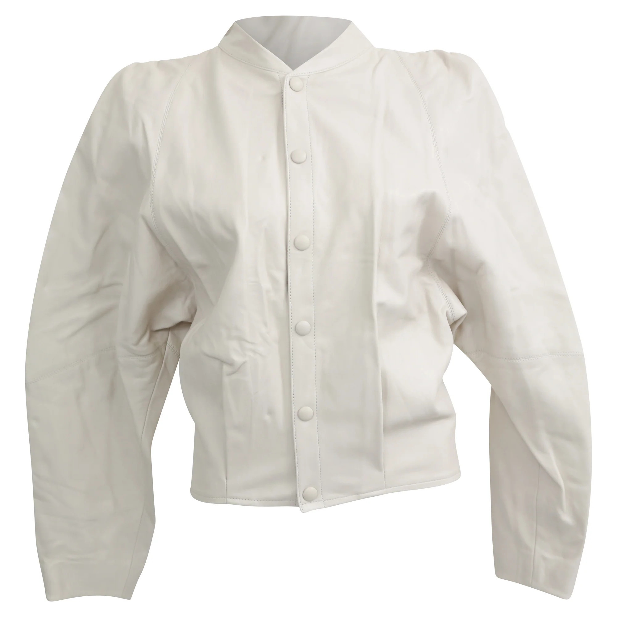 Isabel Marant Button-Down Jacket in White Leather | Shop Simon