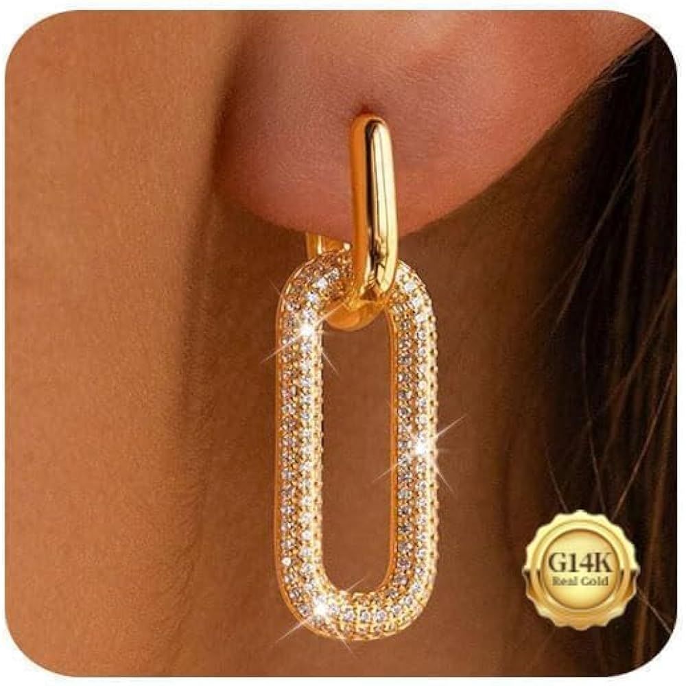 Gold Pearl Hoop Earrings for Women | 18K Gold Huggie Dangle Earrings | Lightweight Small Gold Hoo... | Amazon (US)