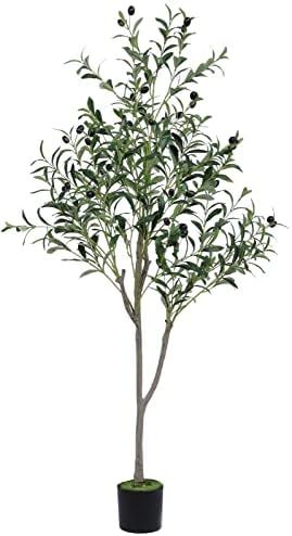 VIAGDO Artificial Olive Tree 4.6ft Tall Fake Potted Olive Silk Tree with Planter Large Faux Olive... | Amazon (US)