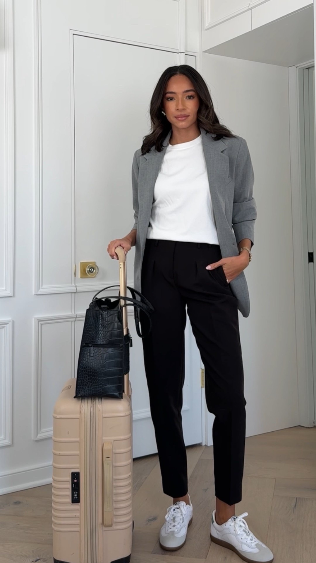 Work Conference Outfit: Travel Fay! Wearing size S tee, S blazer and size 0 long trousers 

Office outfit 
Workwear
Work outfit 
Business casual 
Professional style 

#LTKWorkwear #LTKStyleTip #LTKTravel