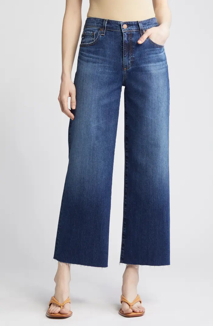 Saige Crop Raw Hem Wide Leg Jeans | Nordstrom