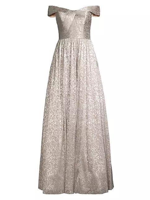 Metallic Off-The-Shoulder Gown | Saks Fifth Avenue