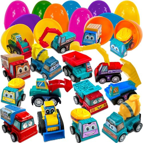 Stargo 8 Pack Colorful Prefilled Easter Eggs with Toys - Construction Engineering Vehicles, Pull-Back Cars, Bright Plastic Easter Eggs Filled, Basket Fillers Egg Hunts, Party Favors, Boys Goodie Bags | Amazon (US)