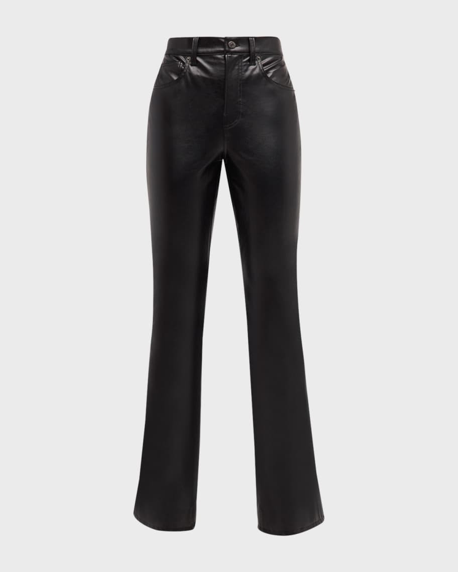 Beverly High Rise Skinny Flared Faux Leather Jeans | Neiman Marcus
