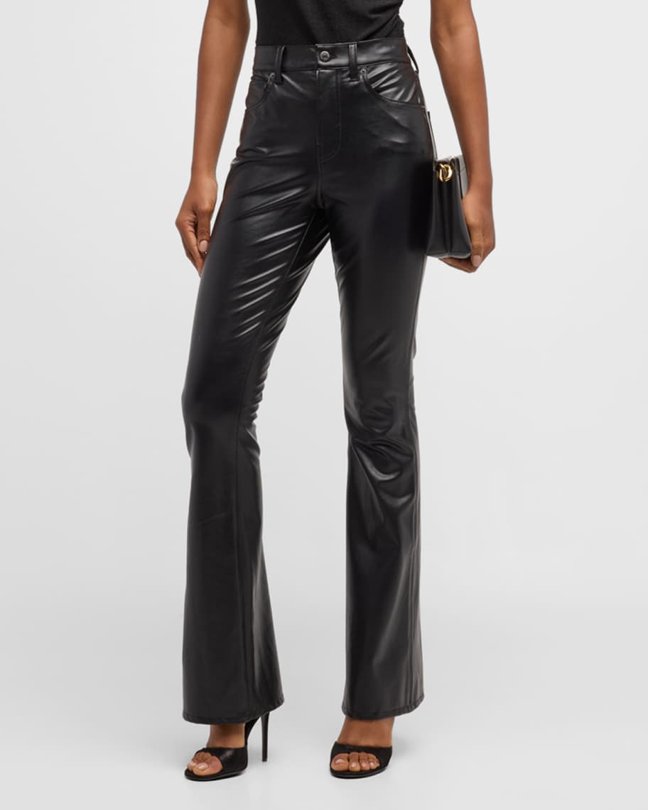 Beverly High Rise Skinny Flared Faux Leather Jeans | Neiman Marcus