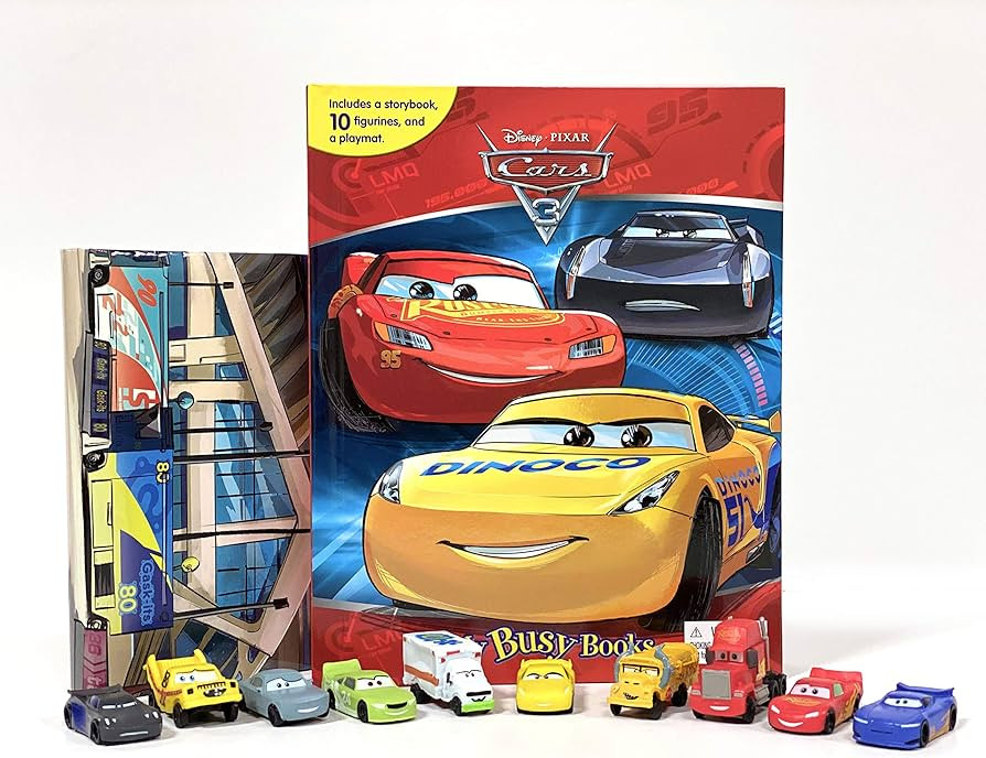 Disney / Pixar Cars 3 My Busy Books - Storybook, 10 figurines, playmat | Amazon (US)