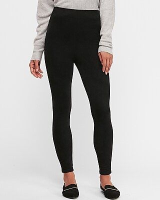 High Waisted Faux Suede Leggings Black Women's S Petite | Express