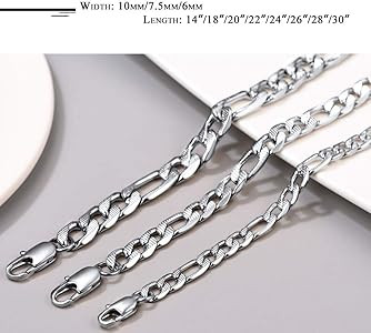 PROSTEEL 316L Stainless Steel Figaro Chain Necklace for Men/Women, Black/18K Real Gold Plated, 4m... | Amazon (US)