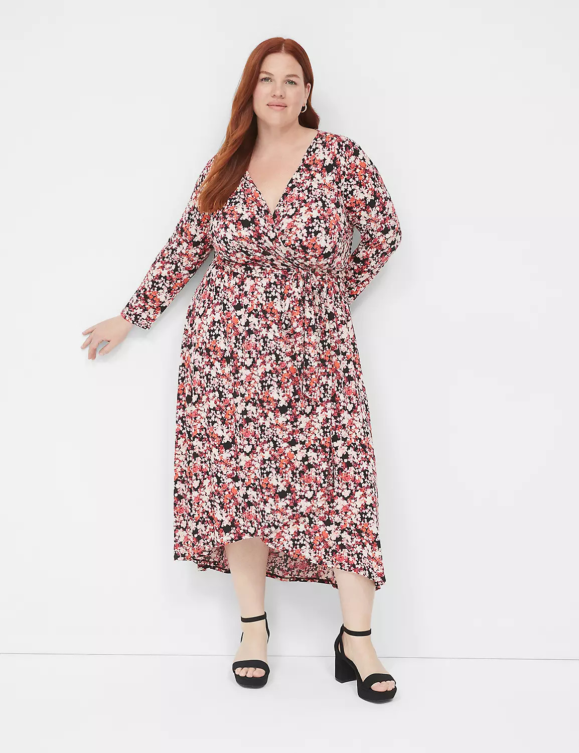 3/4-Sleeve Surplice-Neck High-Low Dress | LaneBryant | Lane Bryant (US)
