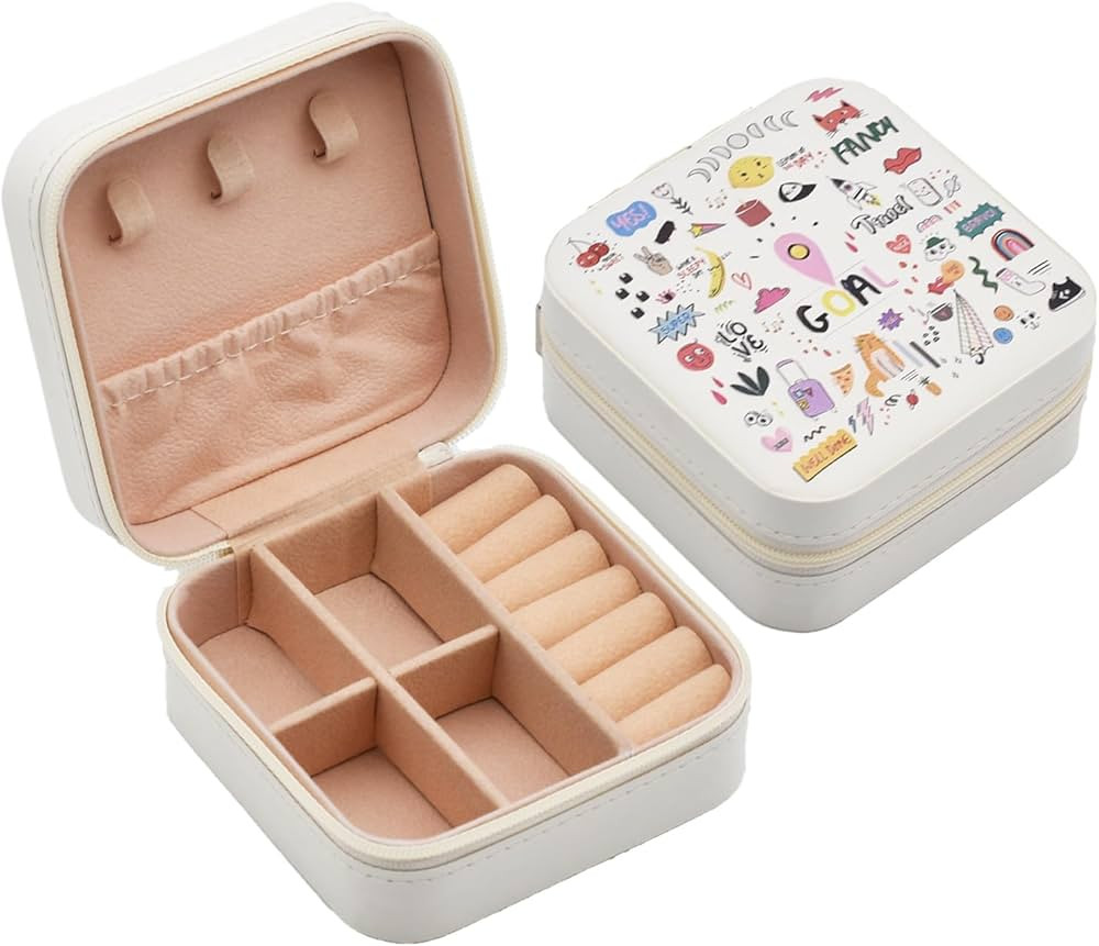 MODENGKONGJIAN Mini Jewelry Travel Case, PU Leather Travel Jewelry Organizer Box, Small Portable ... | Amazon (US)