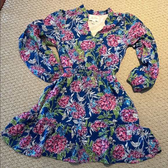 Lilly Pulitzer Blue and Pink Floral Dress | Poshmark
