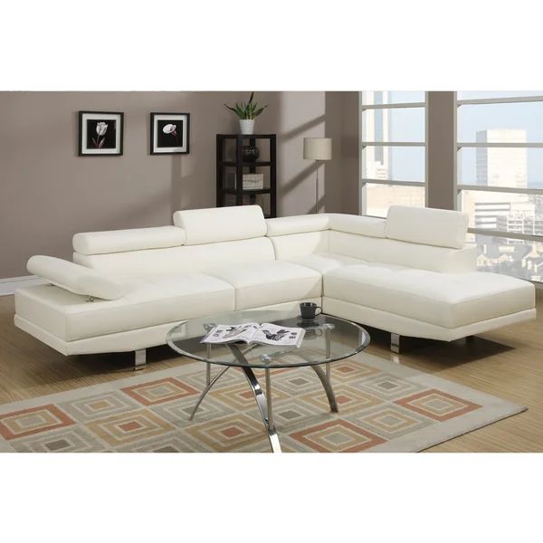 Pomorie White Faux Leather Sectional Sofa Set | Bed Bath & Beyond