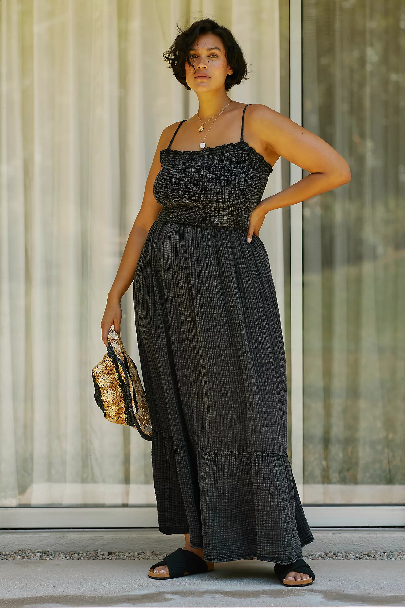 The Marisol Smocked Gauze Maxi Dress | Anthropologie (US)