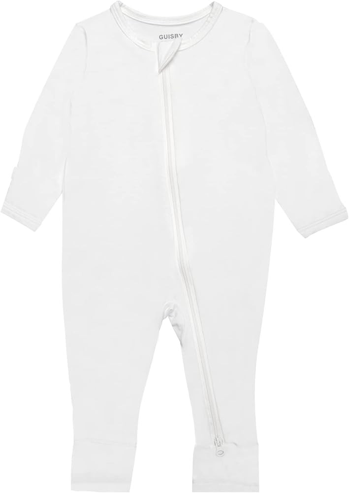 GUISBY Baby Footless Rompers, Rayon Pajamas 2 Way Zipper with Long Sleeve Sleeper | Amazon (US)