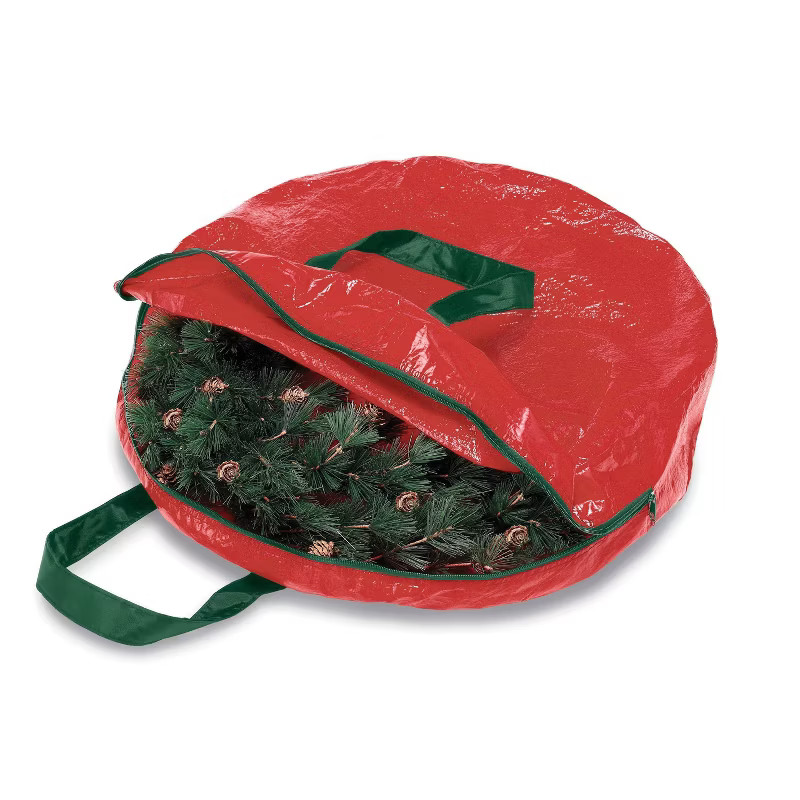 Whitmor Christmas Wreath and Garland Bag: Red Polypropylene Storage, 24" Width, Spot Clean, 1.667... | Target