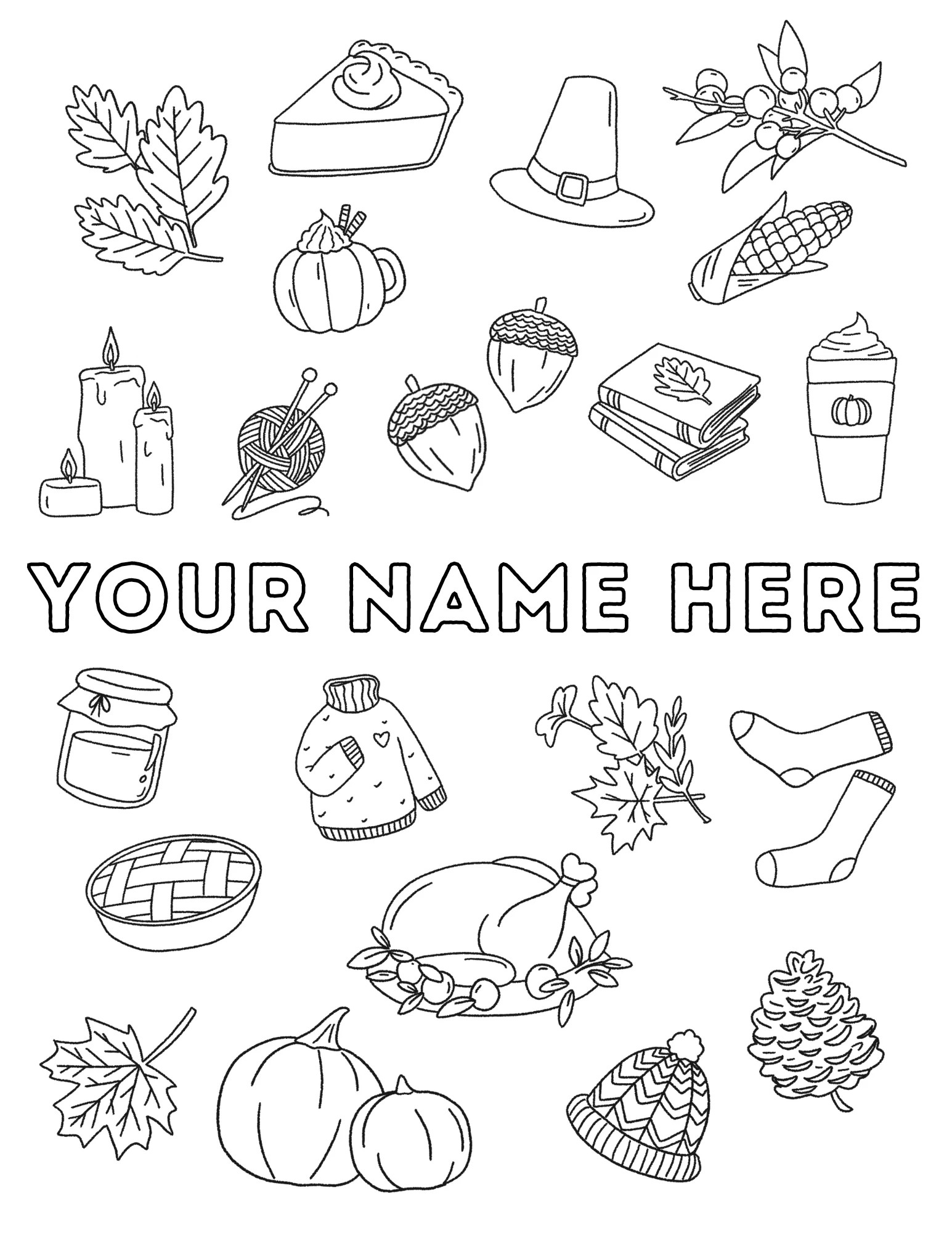 Custom THANKSGIVING Coloring Page | The Letter Vee