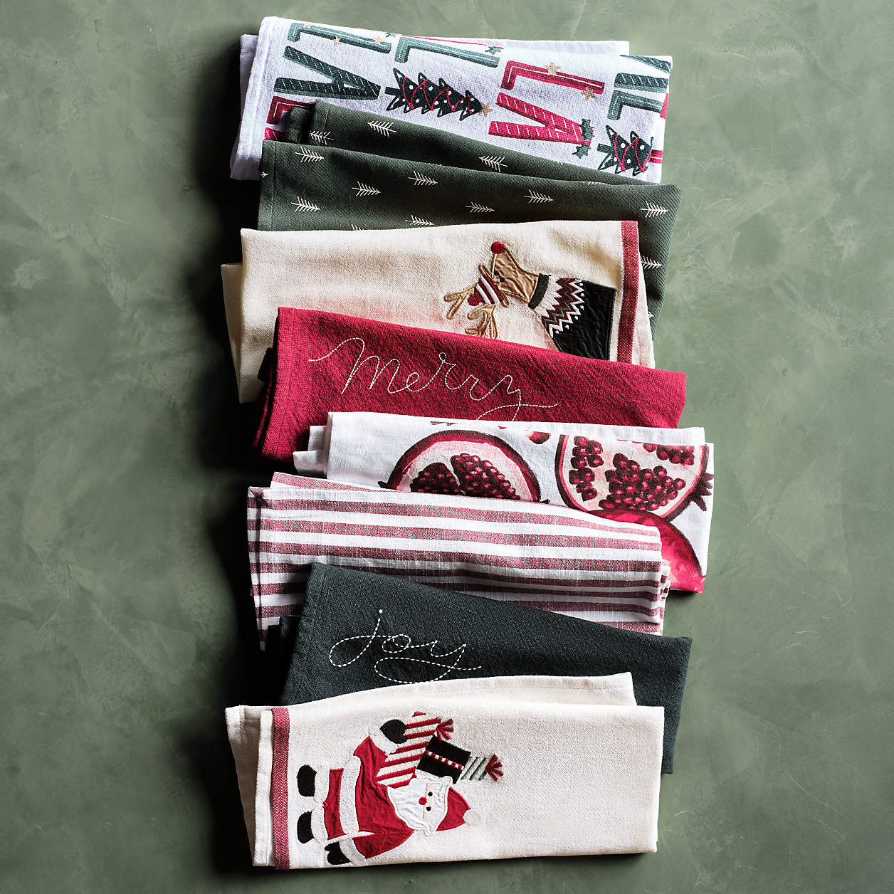 Pomegranate and Stripe Organic Cotton Dish Towels, Set of 2 | Crate & Barrel | Crate & Barrel