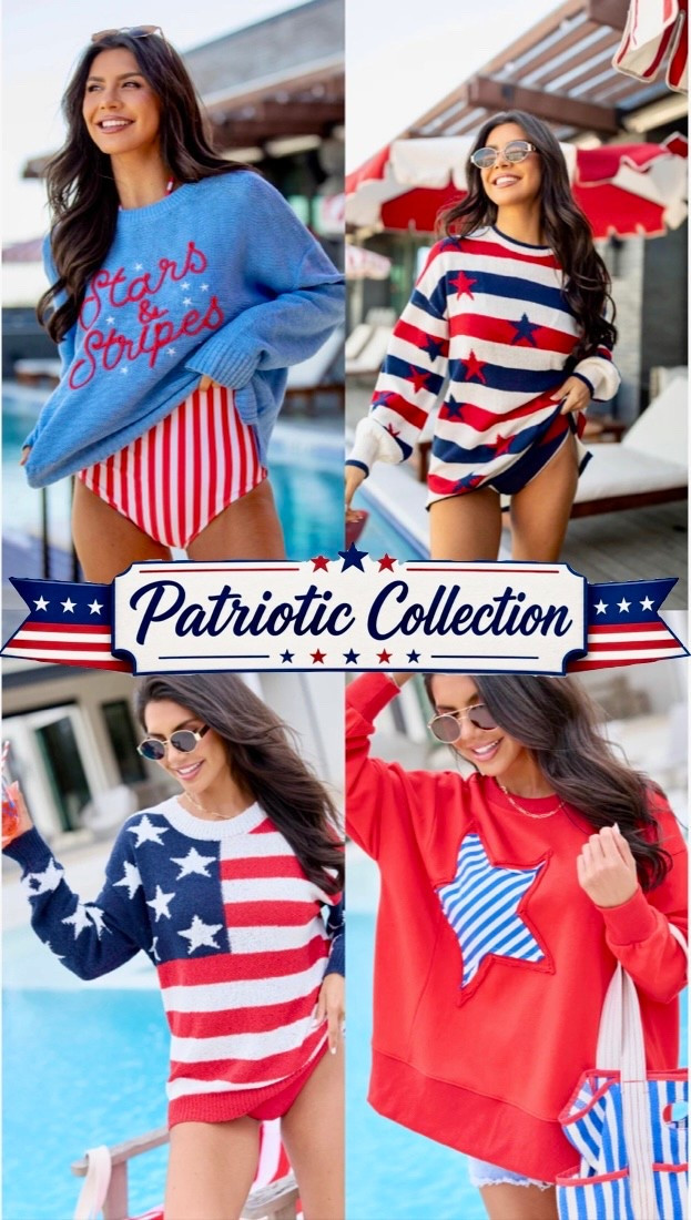 Memorial Day Outfits!!! Americana Pool Party Mode! Grab you fav red, white and blue swimsuit and layer on a comfy USA hoodie or chic sweater for an all American coastal look 

#LTKSwim #LTKSeasonal #LTKootd