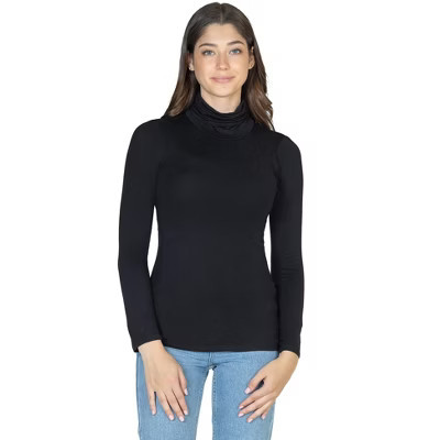24seven Comfort Apparel Womens Classic Long Sleeve Top-Black-S | Target