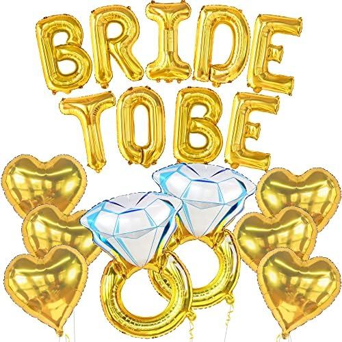 Amazon.com: Big, Gold Bridal Shower Decorations - Pack of 17, Bride To Be Balloons | Bride To Be ... | Amazon (US)