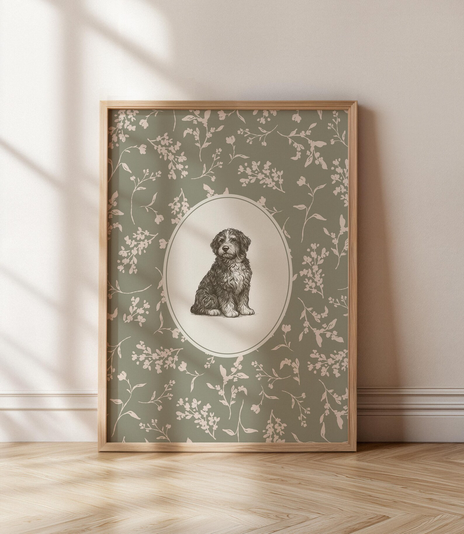 Vintage Bernedoodle Print: Botanical Floral Dog Sketch Wall Art- Cottagecore Nursery Wall Decor -... | Etsy (US)