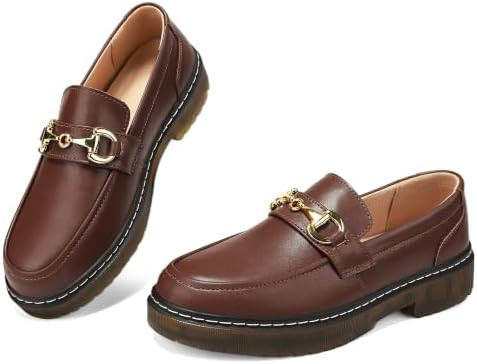 Women's Genuine Leather Penny Loafers with Arch Support Memory Foam Slip-Ons for Casual Walking -... | Amazon (US)