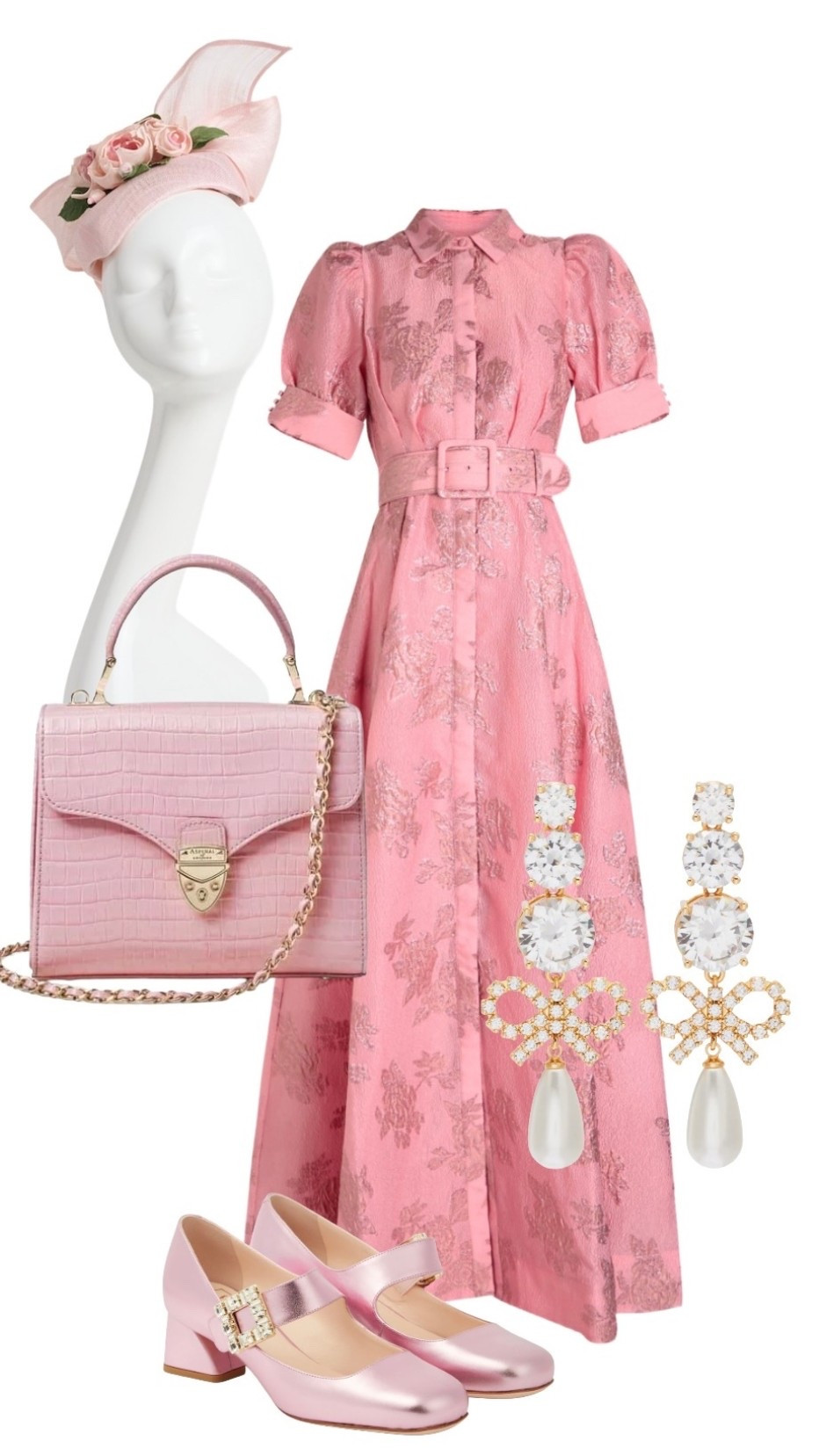 
Annette Button Gown in Pink - Rebecca Vallance 

Designer Rose Detail Pink Fascinator - (on sale) Rachel Trevor Morgan at Harrods

Midi Mayfair Bag in Pink Croc Effect Leather - Aspinal of London 

Statement Crystal Drop Earrings - Self Portrait at MyTheresa 

Pink Fascinator (on sale) - Harrods 



#LTKdresses #LTKluxury #LTKeurope