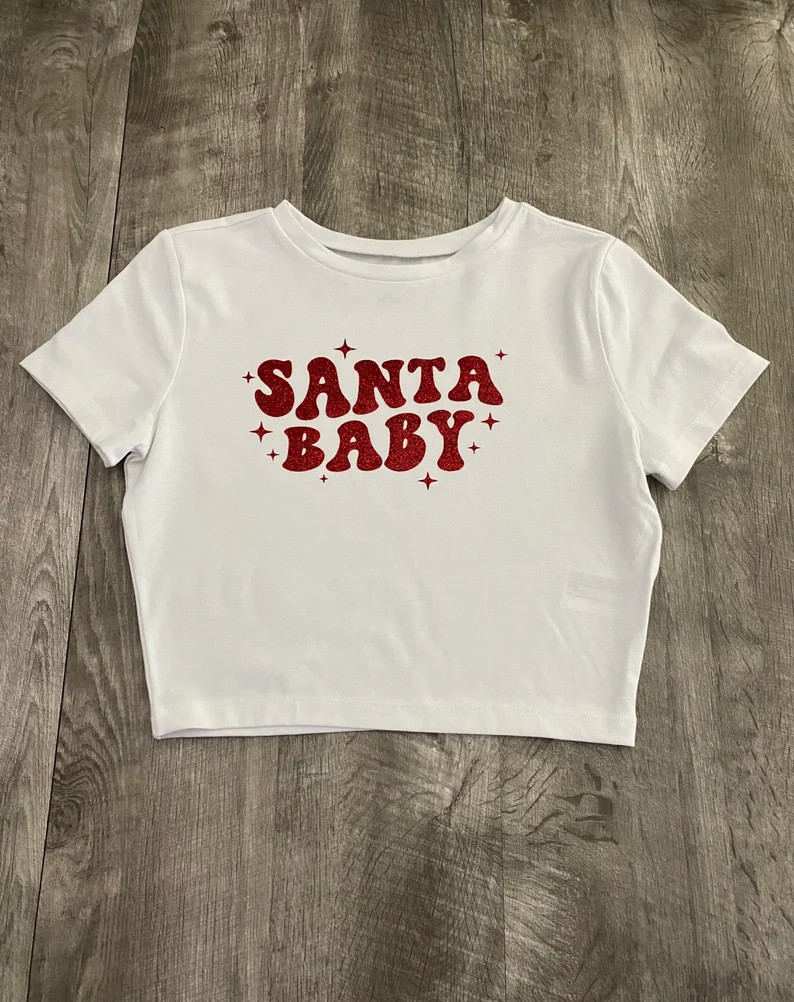 Christmas Santa Baby Red Glitter Crop Top | Etsy (US)