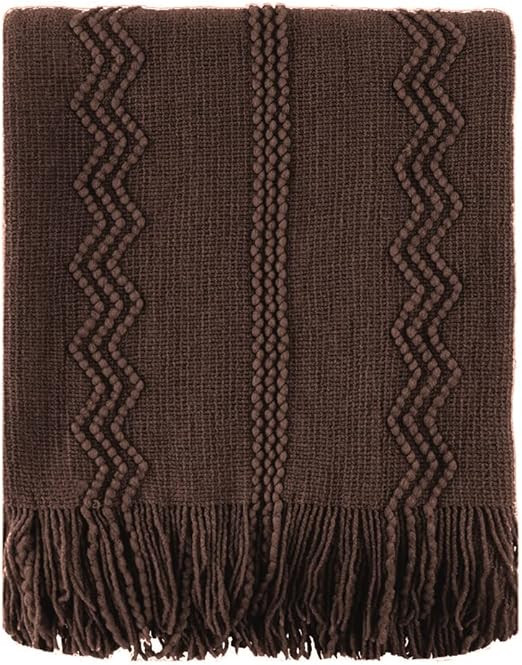 BATTILO HOME Brown Throw Blanket for Couch, Chocolate Knit Throw Blanket for Home Decor, Textured... | Amazon (US)