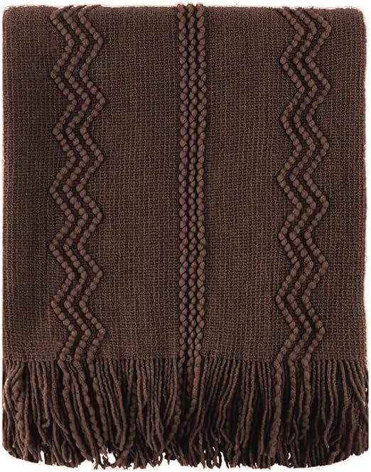 BATTILO HOME Brown Throw Blanket for Couch, Chocolate Knit Throw Blanket for Home Decor, Textured... | Amazon (US)