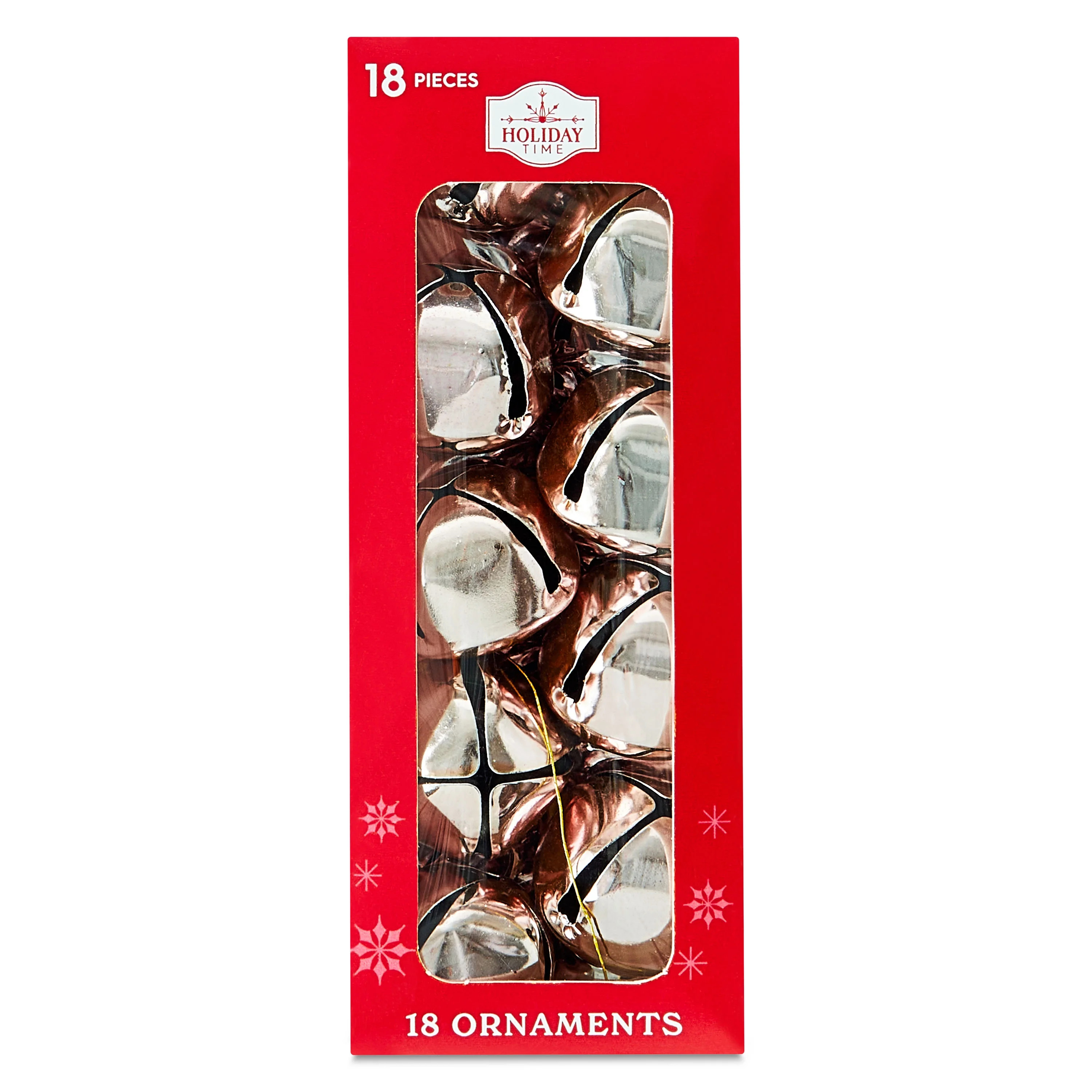 18 Count Shiny Pink Metal Bell Christmas Ornaments, 1 in, by Holiday Time | Walmart (US)