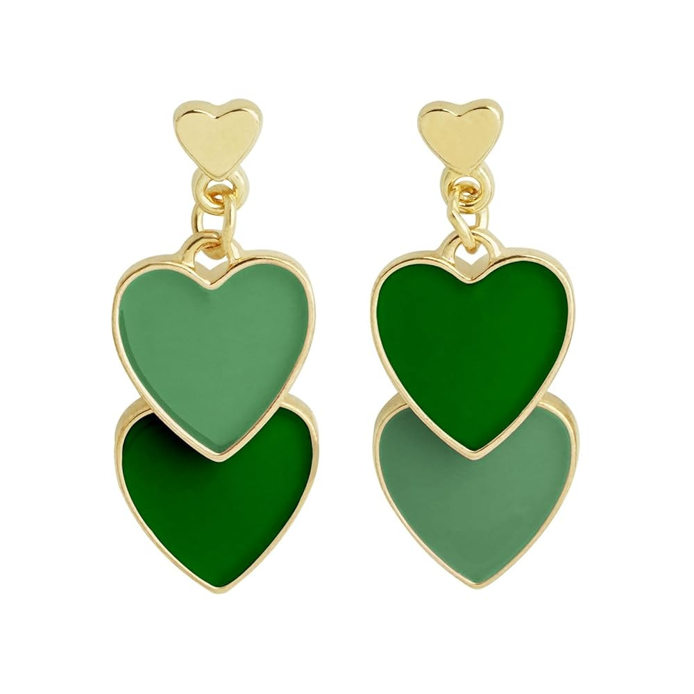 Dainty Dangle Heart Earrings for Women - Double Love Heart Drop Earrings,Glittering Multicolor En... | Amazon (US)