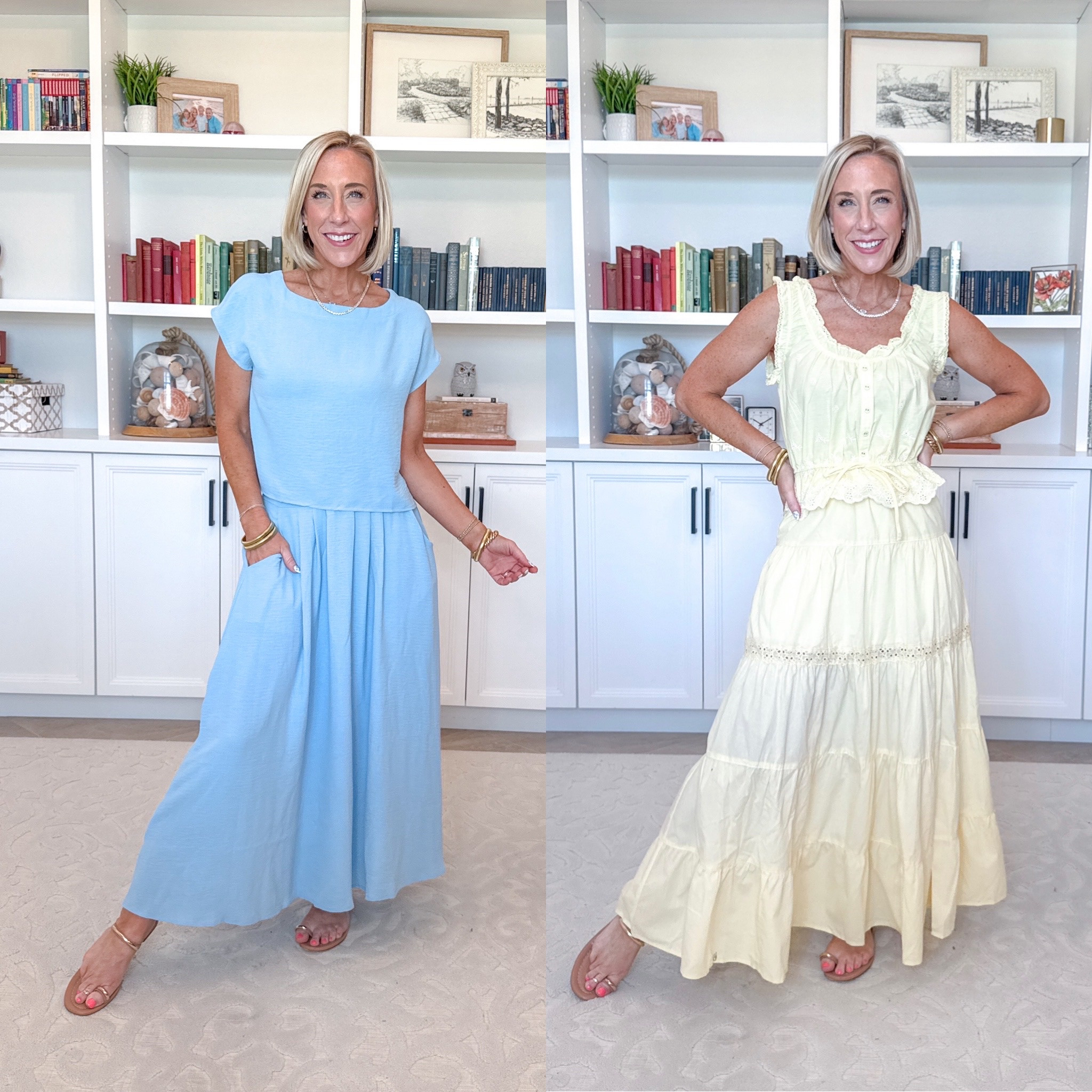 Unboxing Amazon and Target recent orders. 2-Piece Cap Sleeve Top & Maxi Skirt Set - size Small. 11 colors. Lace Inset Tiered Maxi Skirt - size XS. 3 colors. Eyelet Button-Front Tank Top - size XS (but it runs big - needs an XXS). 3 colors. 

 

#LTKSeasonal #LTKOver40 #LTKSaleAlert