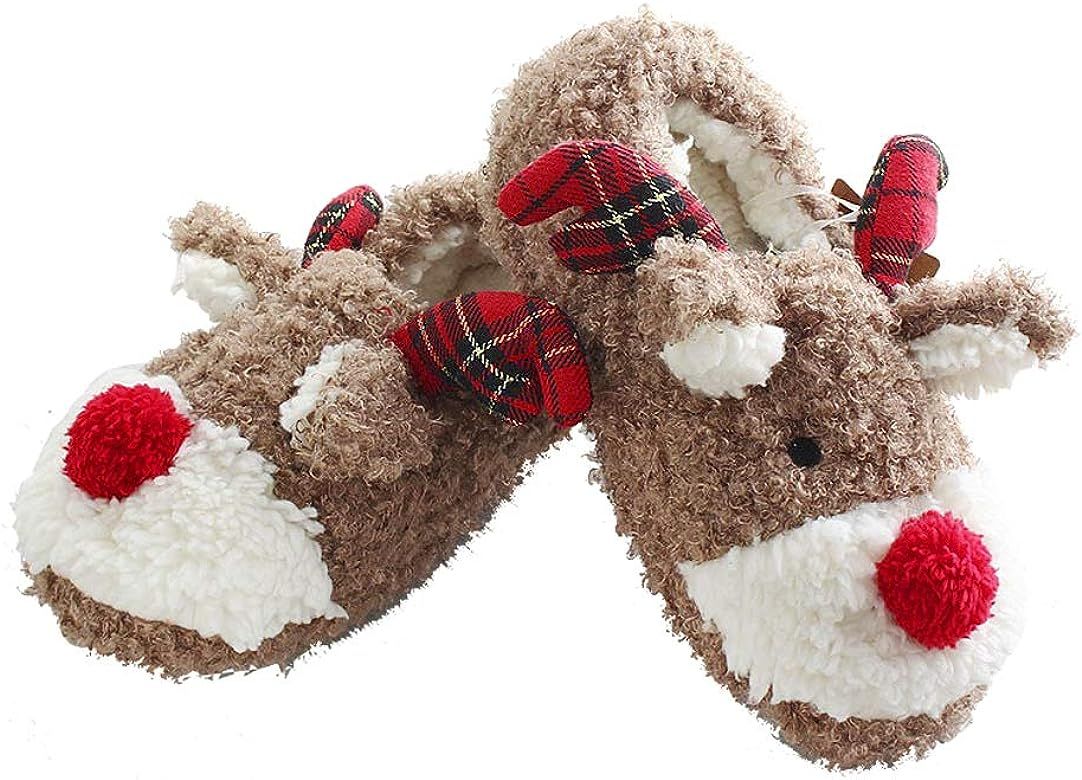 Christmas Slippers for Women Fuzzy Reindeer House Shoes with Memory Foam | Amazon (US)
